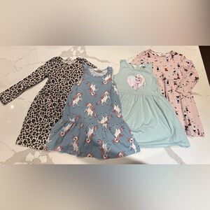 H&M Girl’s Size 4-6 Twirl Dress Bundle - Lot of 4 - Elsa, Unicorn